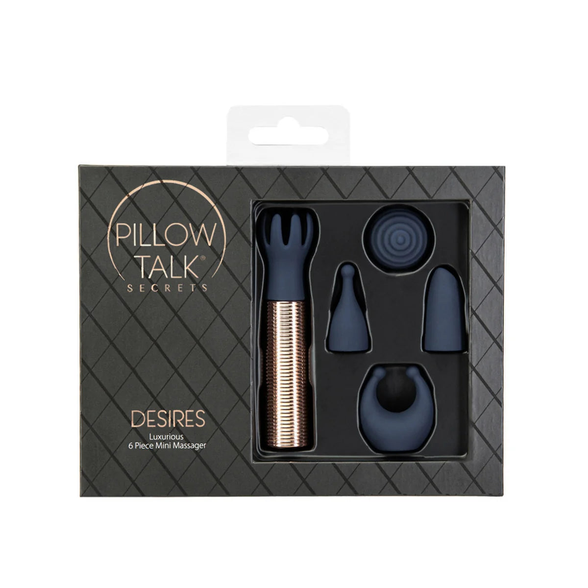 Secrets Desires Luxurious 6 Piece Mini Massager Set- Navy Blue/Rose Gold