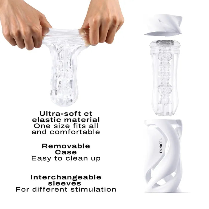 Deep Blow Masturbator with Interchangeable Sleeve - White