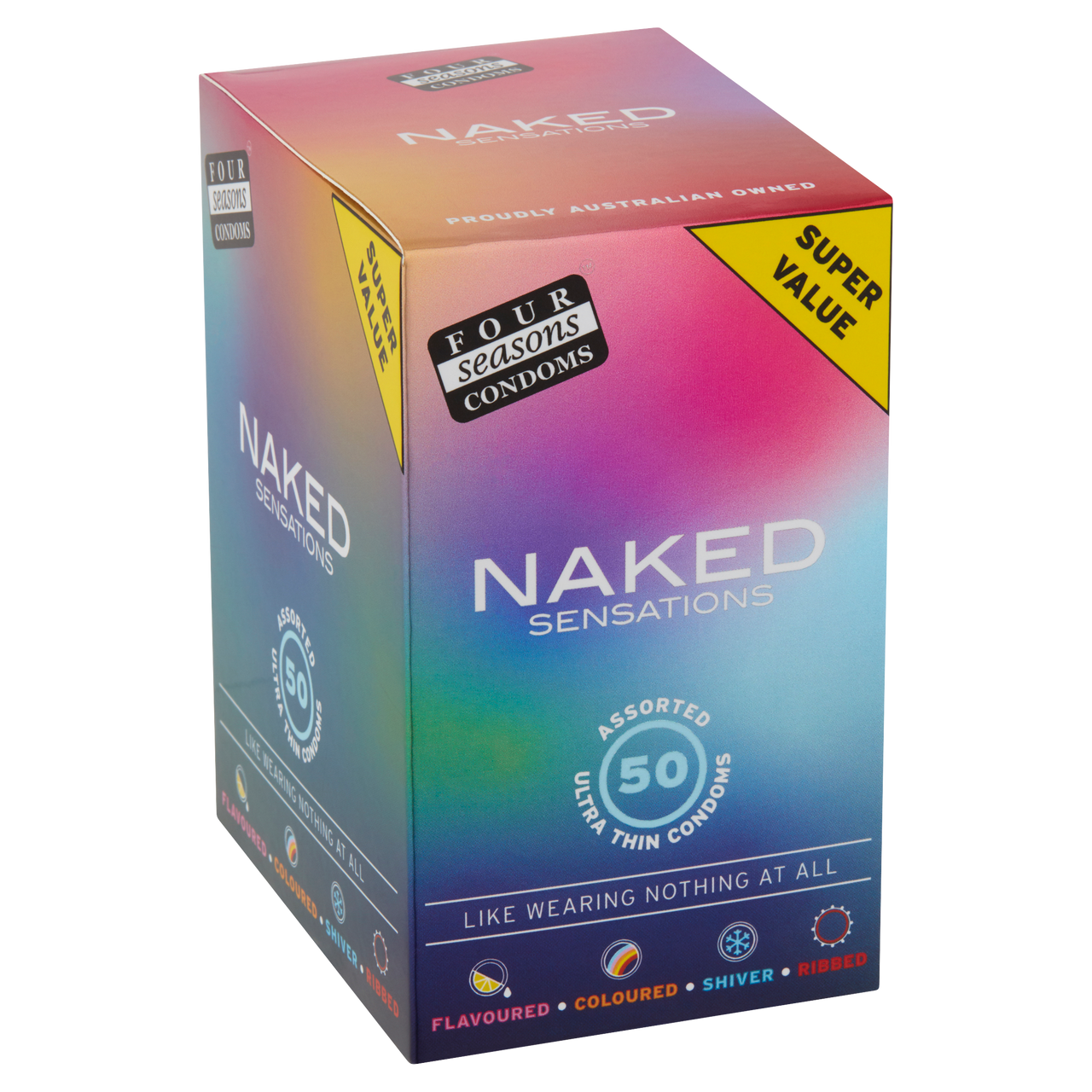 Naked Sensations Assorted Ultra Thin Condoms 52-56mm 50pack