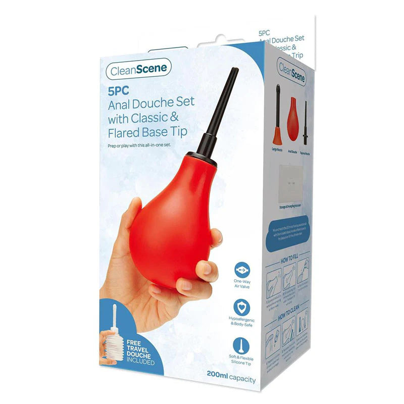 5PC Anal Douche Set with Classic and Flared Base Tip