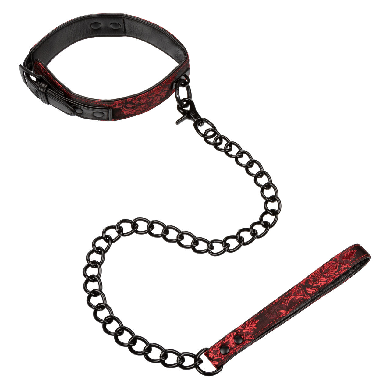 Black Chain Collar with Red Leash