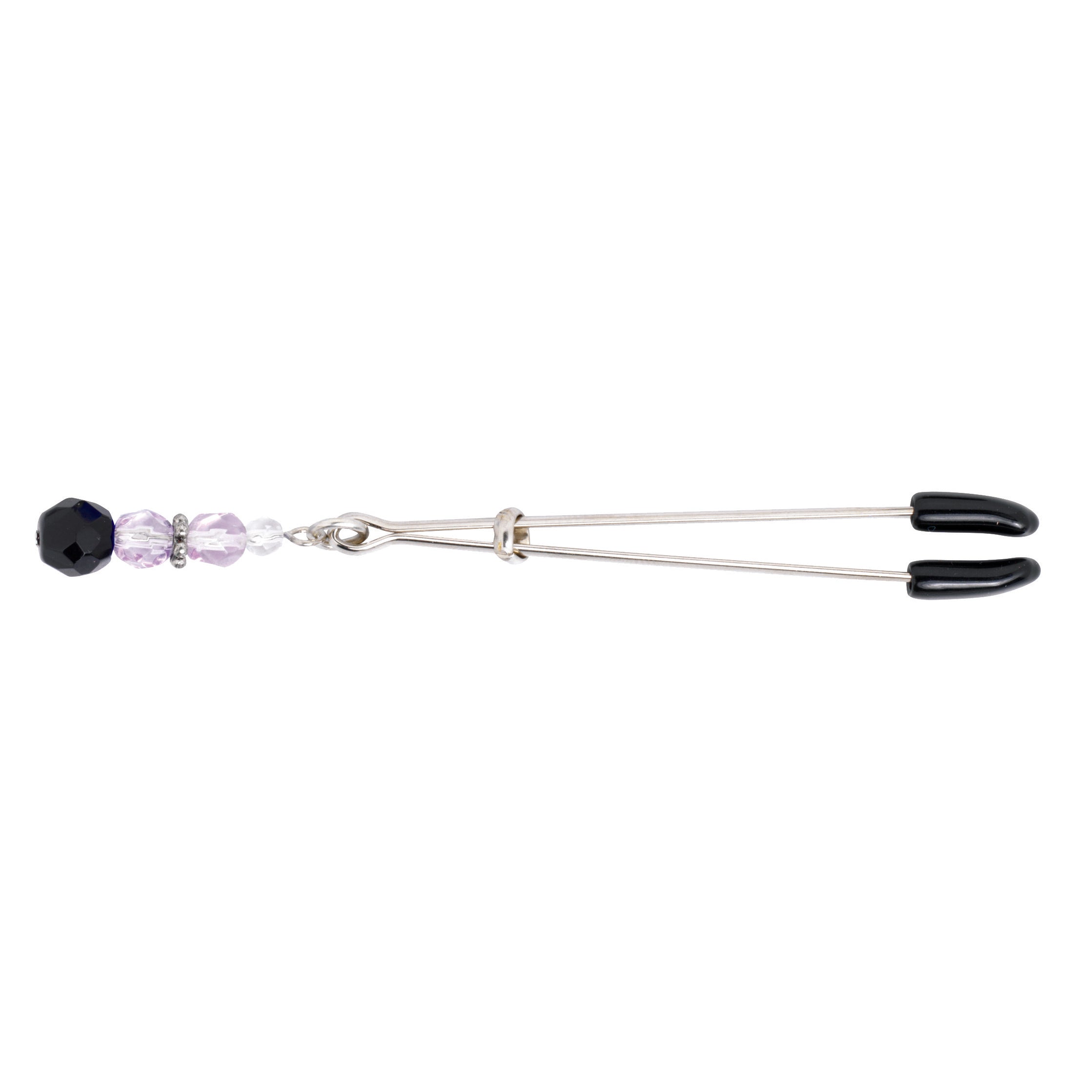 Tweezer Clamp Beaded With Purple Glass