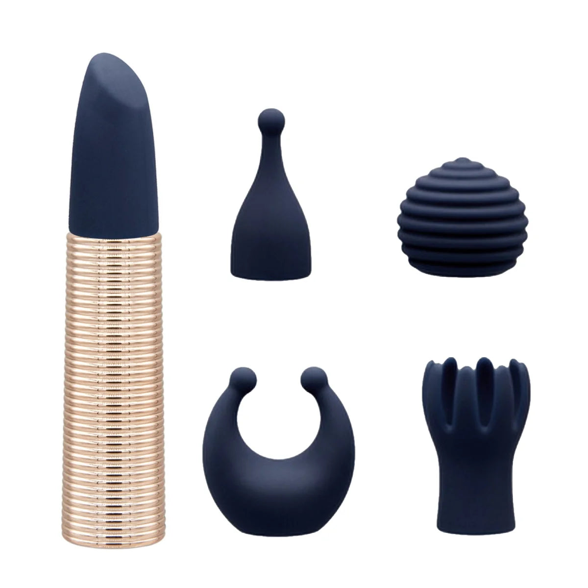 Secrets Desires Luxurious 6 Piece Mini Massager Set- Navy Blue/Rose Gold