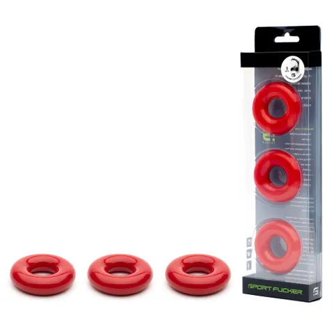 Sport Fucker Rubber Cockrings - Red