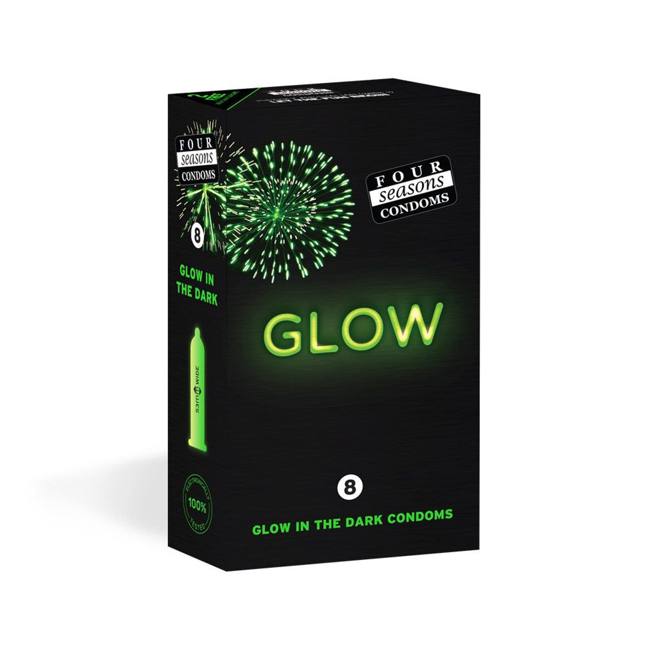 Glow in the Dark 53mm Condoms 8 Pack