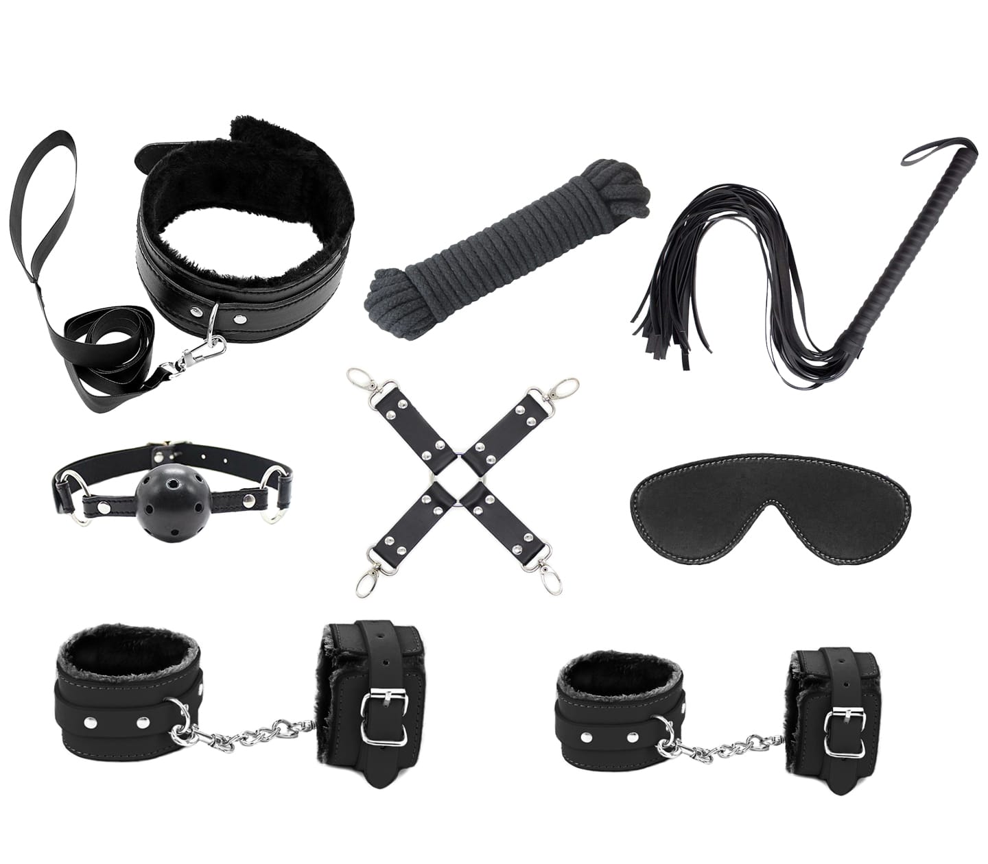 9 Piece Bondage Kit - Black