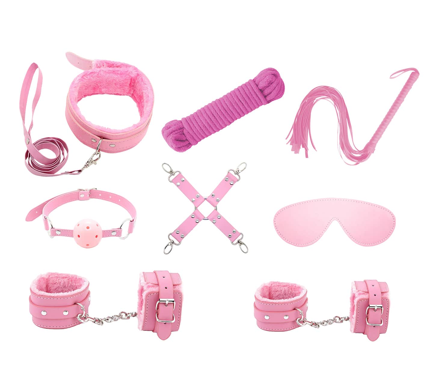 9 Piece Bondage Kit - Pink
