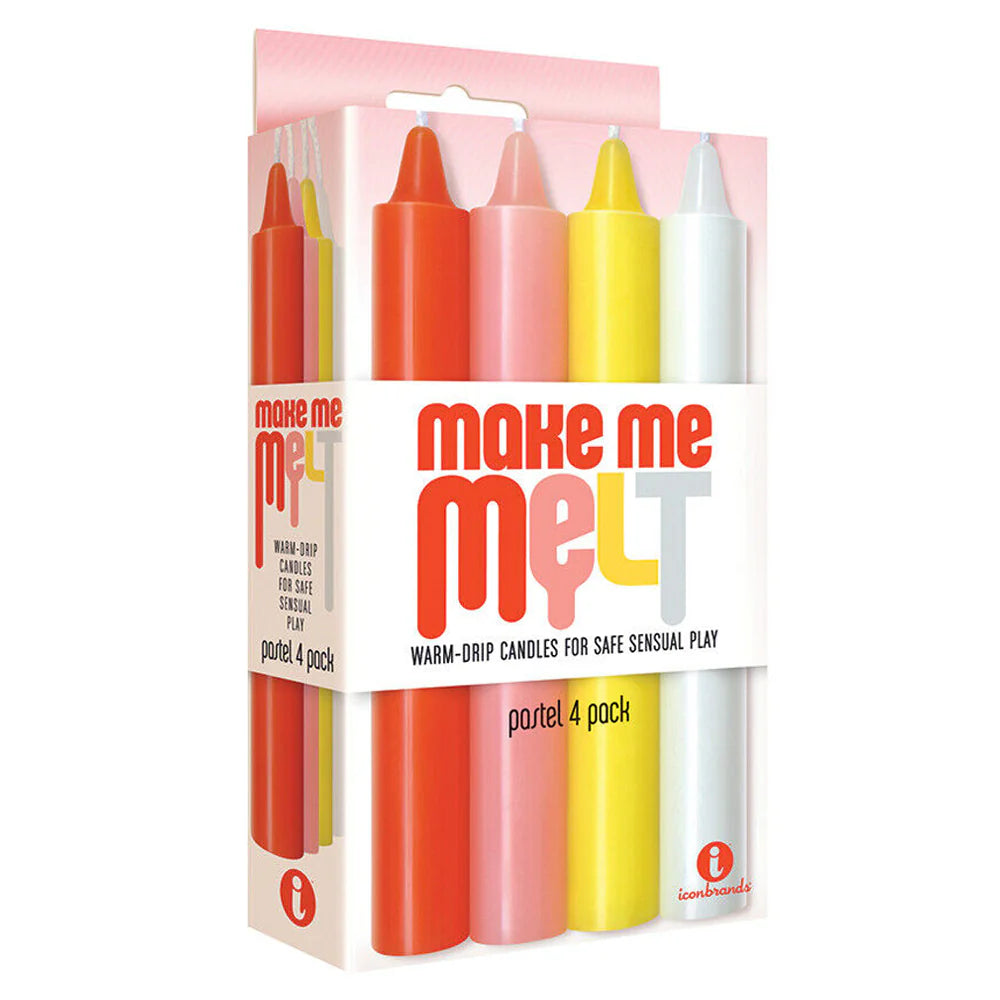Make Me Melt Warm-Drip Candles for Safe Sensual Play Pastel 4 Pack