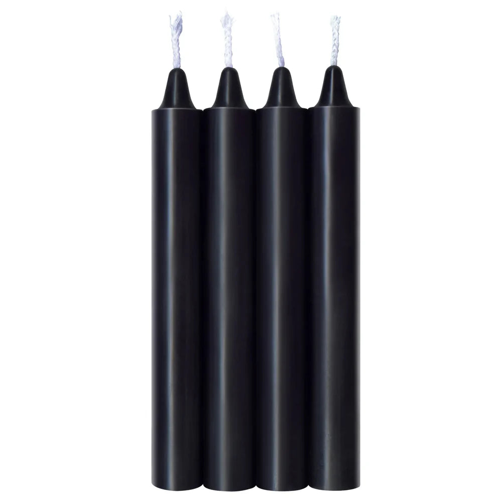 Make Me Melt Warm-Drip Candles for Safe Sensual Play Jet Black 4 Pack