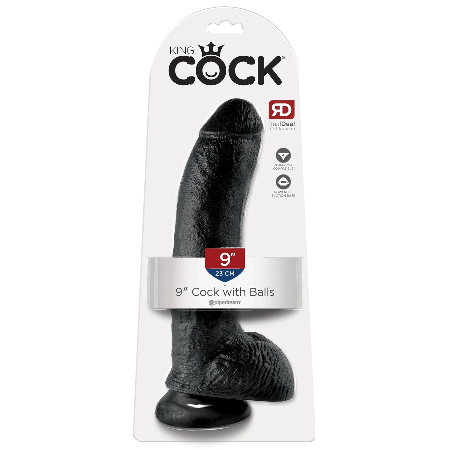 King Cock 9" Cock w/balls Black