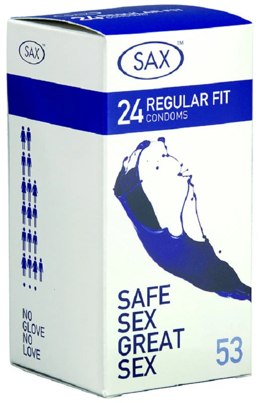 Sax Regular Fit 53mm Condoms 24 Pack