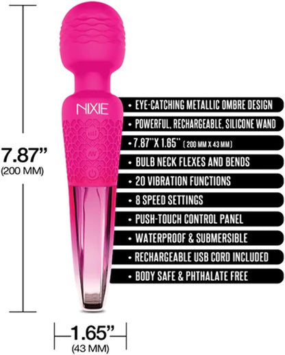 Nixie Rechargable Wand Massager, Pink Ombre Metallic