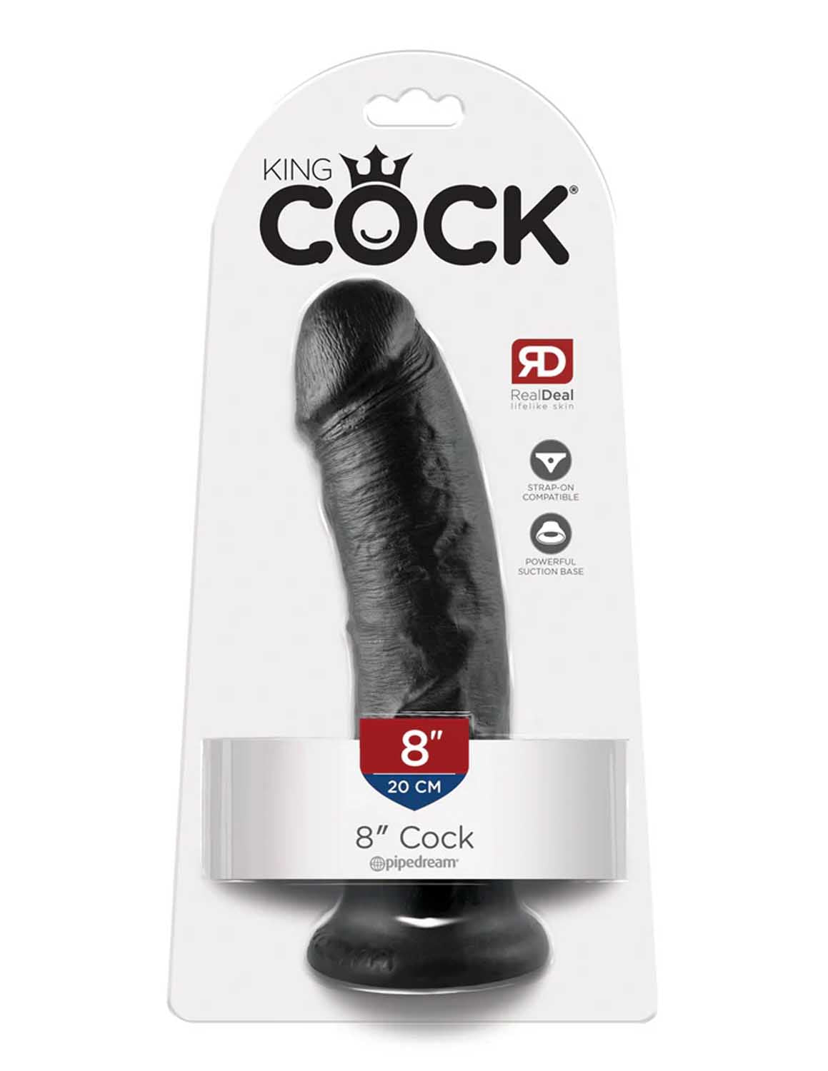 8” King Cock with Balls Black