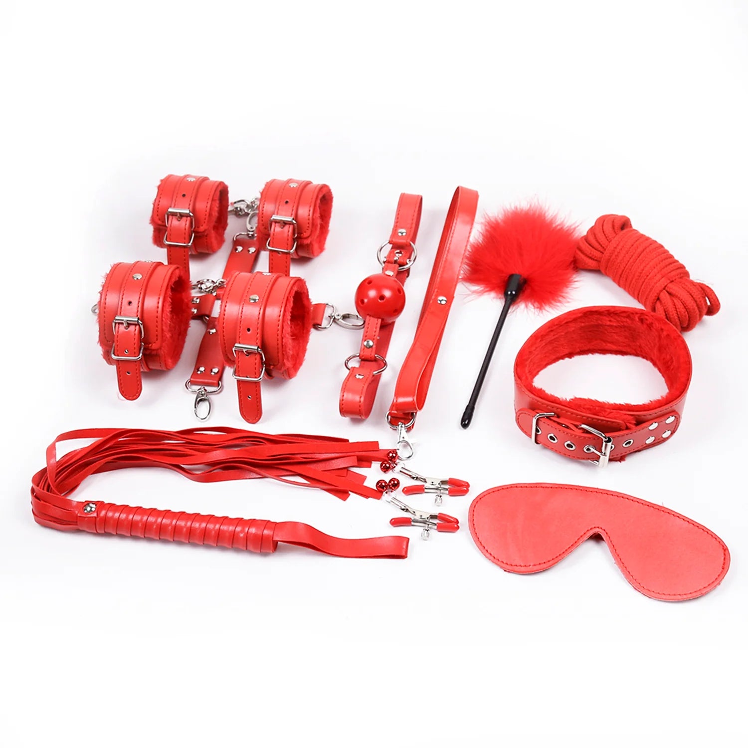 11 Piece Bondage Kit Red