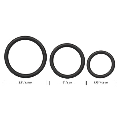 Black Rubber Ring Set - 1.25"/3.25cm, 1.5"/3.75cm, 2"/5cm
