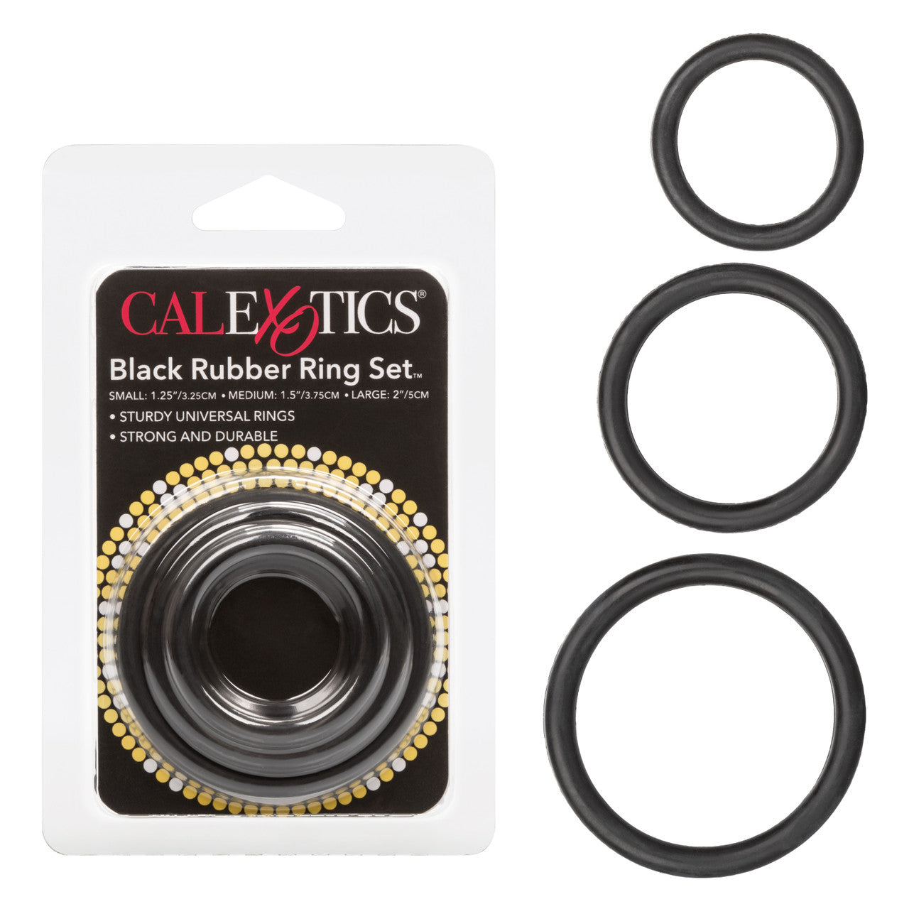 Black Rubber Ring Set - 1.25"/3.25cm, 1.5"/3.75cm, 2"/5cm