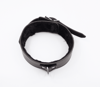 Fur-Lined Collar & Lead - Black