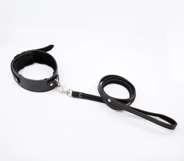 Red & Black Shiny Lead & Collar with Chain