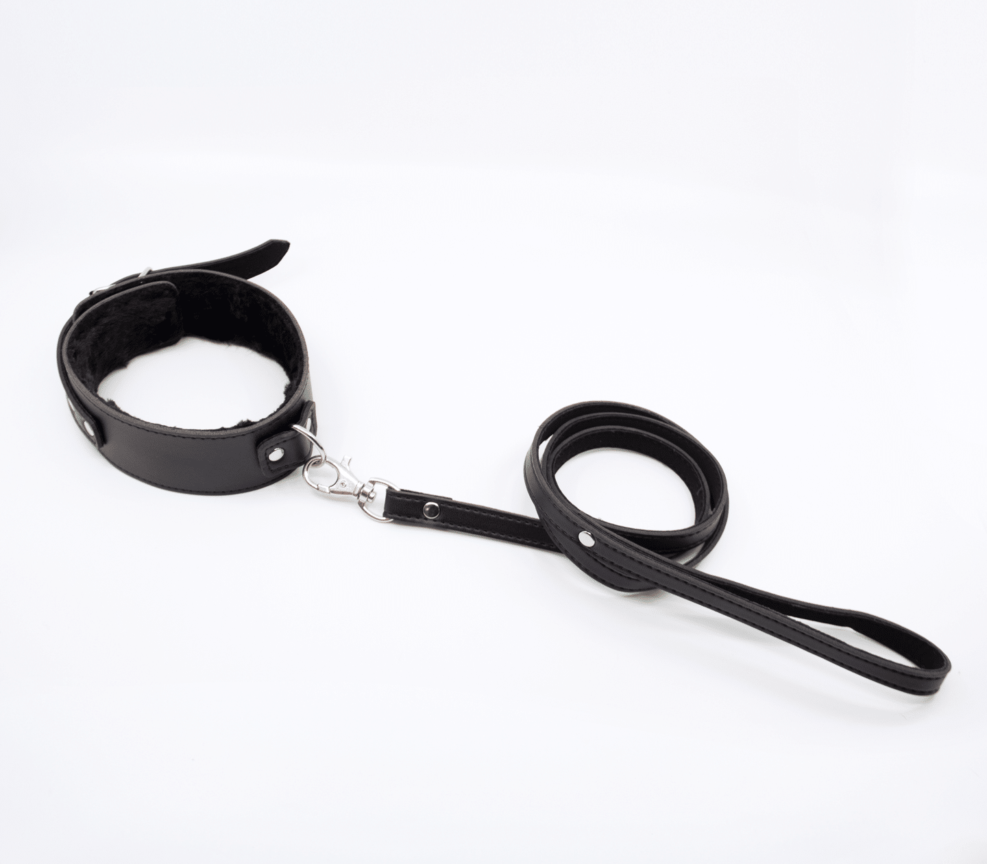 Fur-Lined Collar & Lead - Black