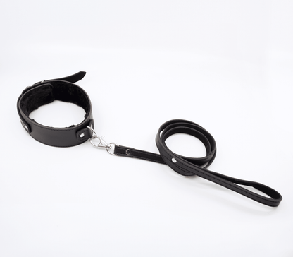 Fur-Lined Collar & Lead - Black