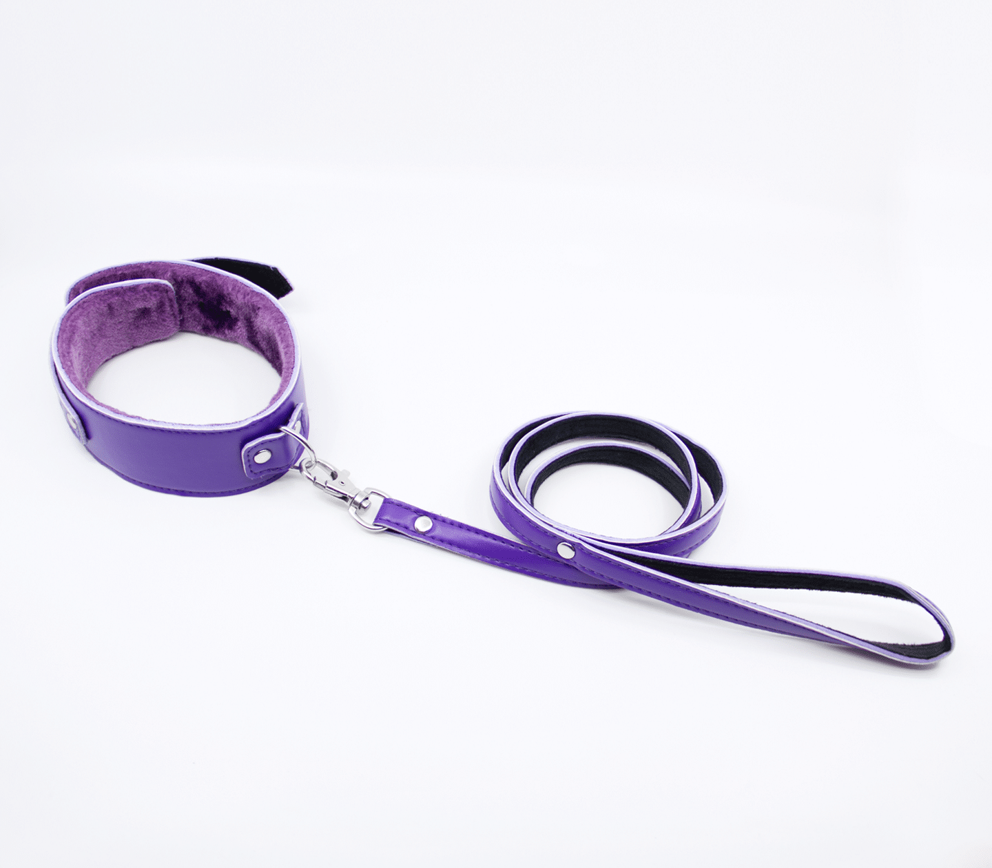 Fur-Lined Collar & Lead - Purple