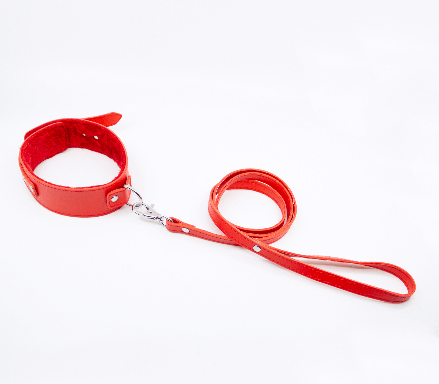 Fur-Lined Collar & Lead - Red