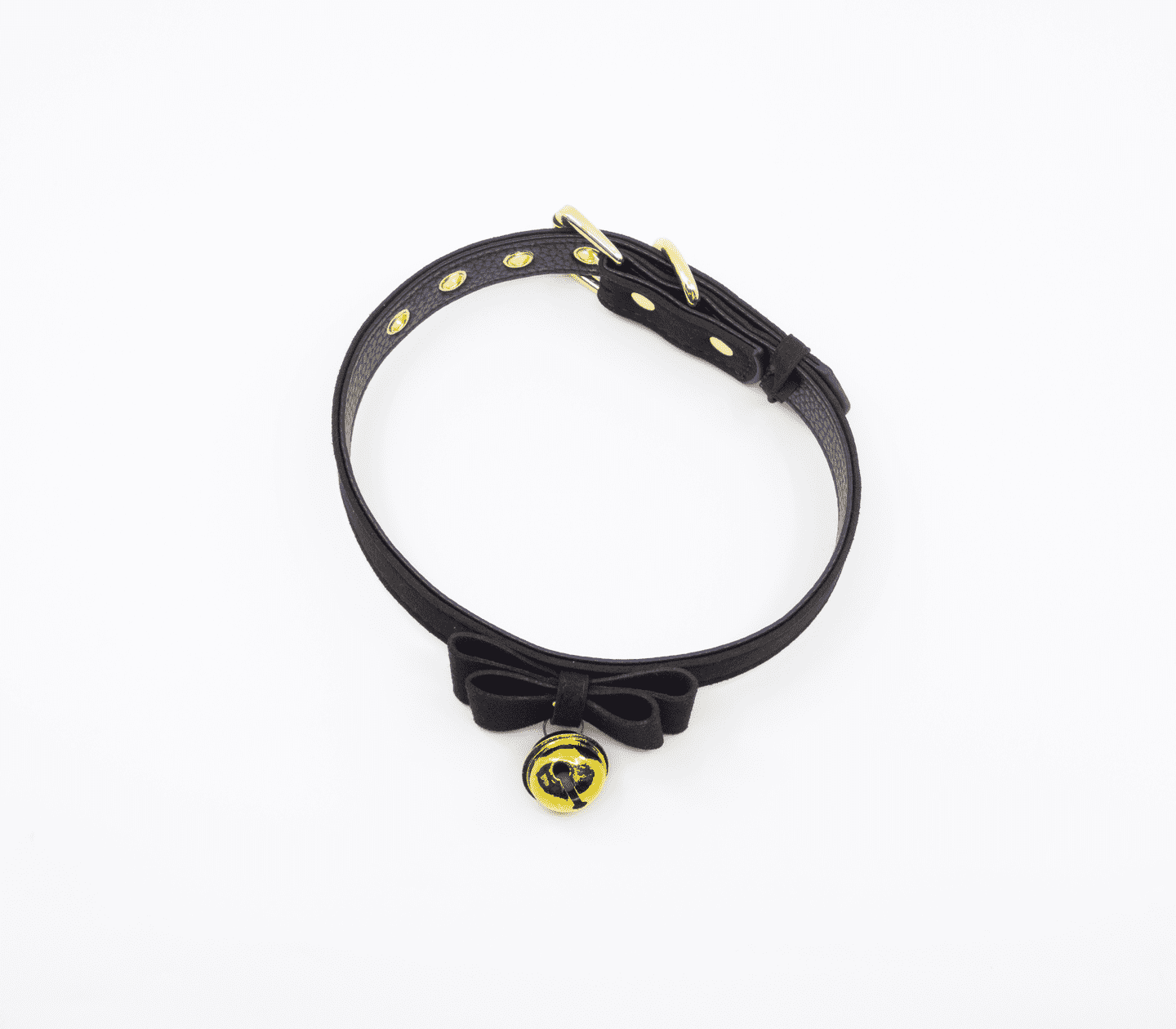Black Collar with Gold Bell Eye Mask