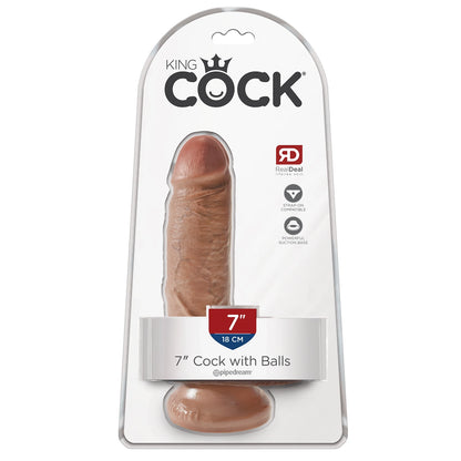 7” King Cock with Balls Tan