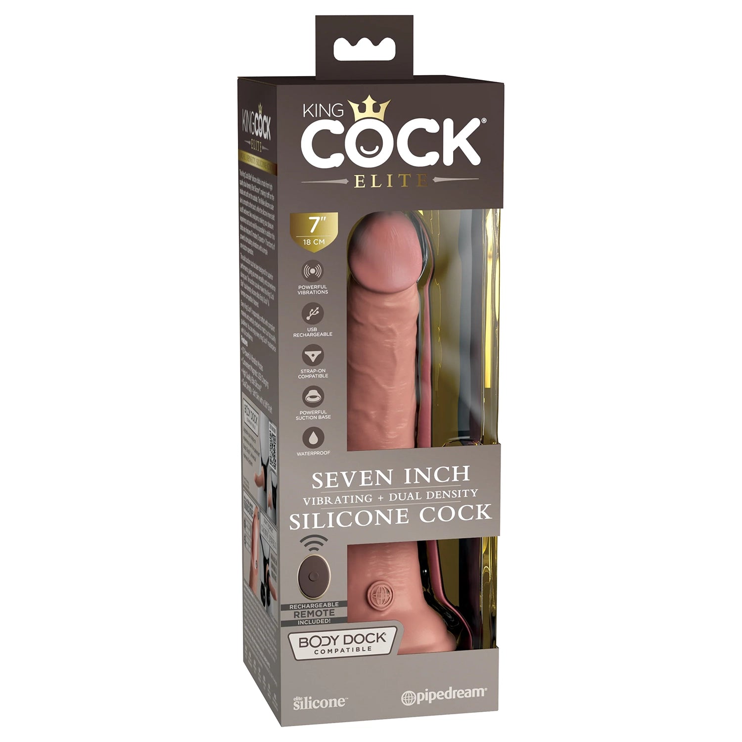King Cock 7" Vibrate/Dual Dense Silicone Elite