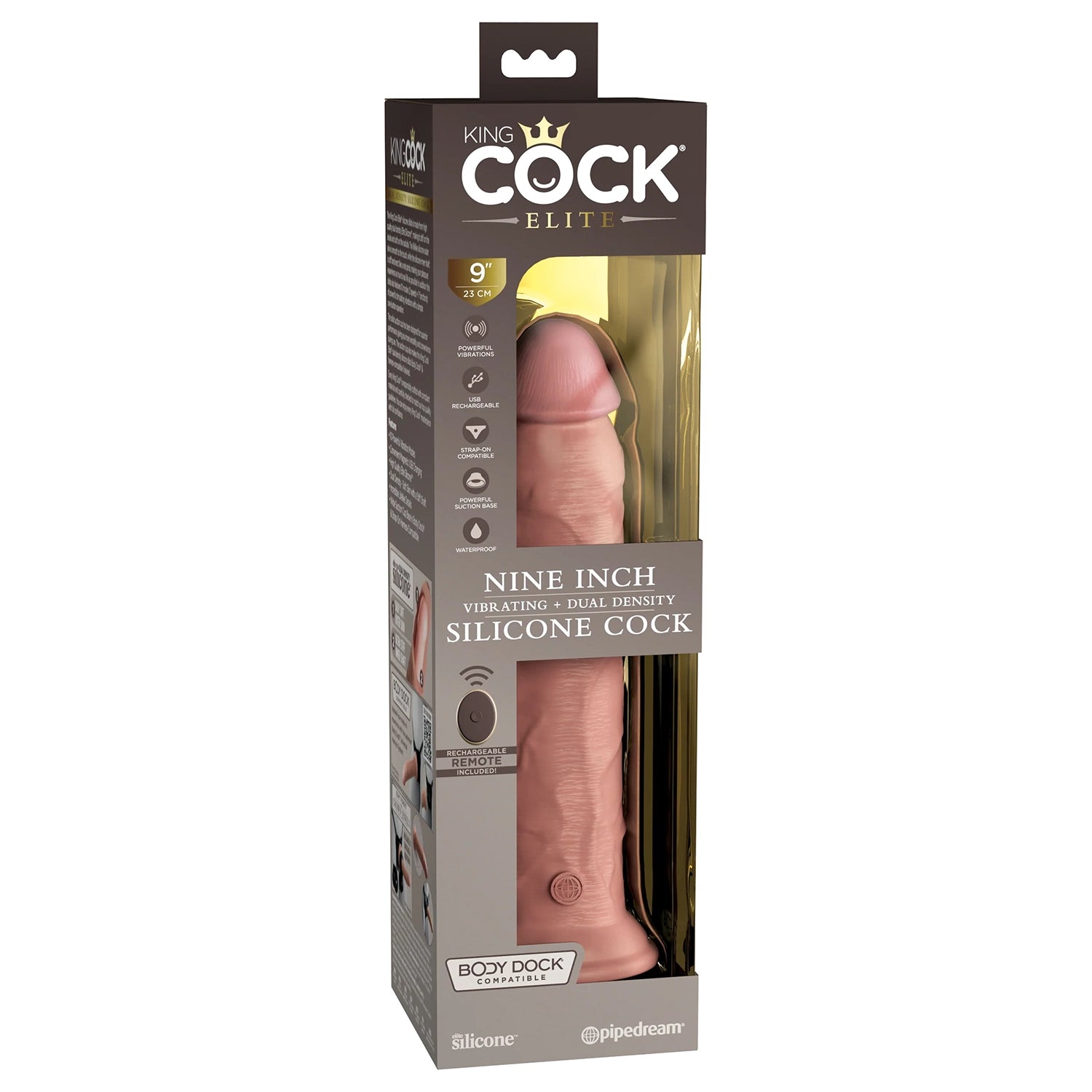 King Cock 9" Vibrate/Dual Dense Silicone Elite
