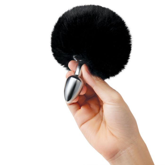 Furry Tales Black Bunny Tail Metal Butt Plug