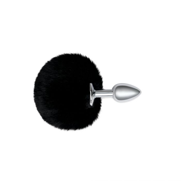 Furry Tales Black Bunny Tail Metal Butt Plug