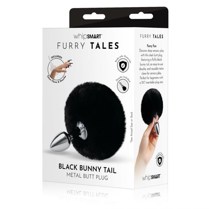 Furry Tales Black Bunny Tail Metal Butt Plug