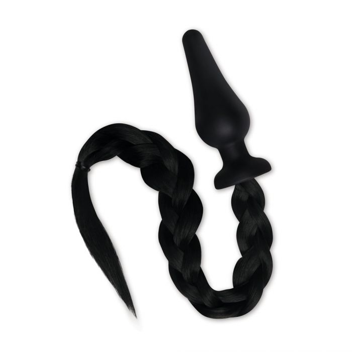 Furry Tales 4” Silicone Pony Tail Butt Plug Black