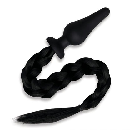 Furry Tales 4” Silicone Pony Tail Butt Plug Black