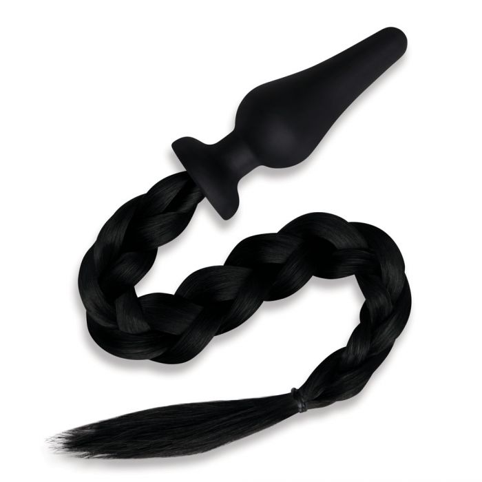 Furry Tales 4” Silicone Pony Tail Butt Plug Black