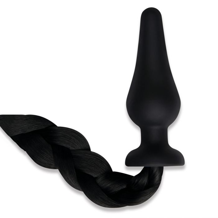 Furry Tales 4” Silicone Pony Tail Butt Plug Black