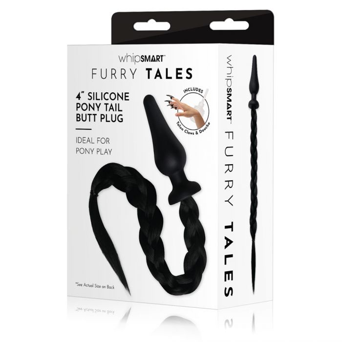 Furry Tales 4” Silicone Pony Tail Butt Plug Black